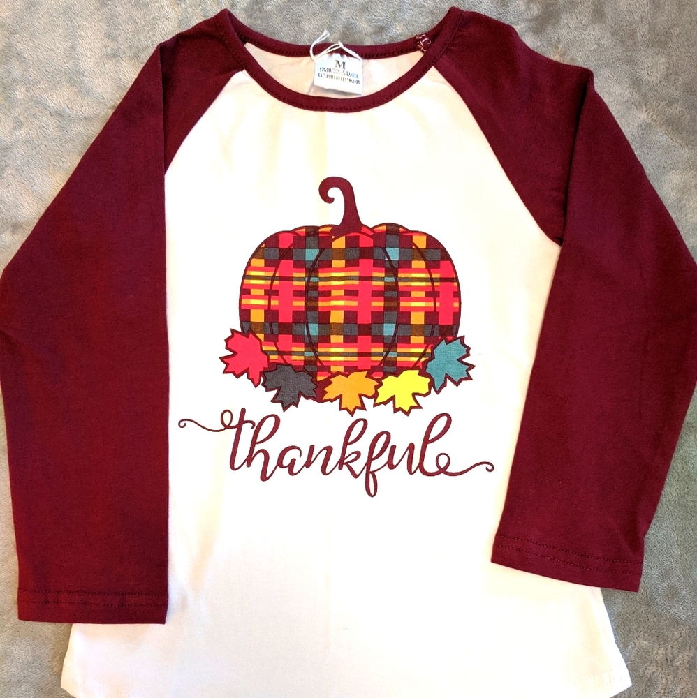 Girl's Fall Thankful Raglan Shirt
